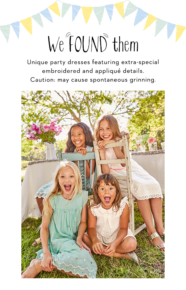 We FOUND them - Unique party dresses featuring extra-special embroidered and appliqué details. Caution: may cause spontaneous grinning.