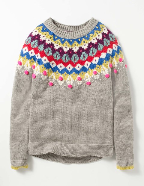 Fair Isle Sweater Grey Marl Fair Isle Girls Boden