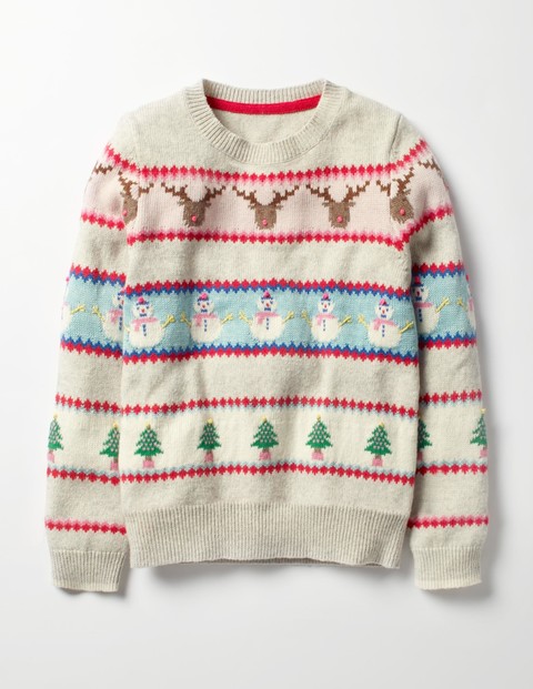 Festive Fair Isle Sweater Silver Marl Fair Isle Girls Boden