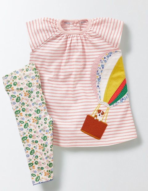 Stripy Dress & Legging Set Ivory/Chalky Pink/Balloon Baby Boden, Ivory/Chalky Pink/Balloon Stripy Dress & Legging Set Ivory/Chalky Pink/Balloon Baby Boden, Ivory/Chalky Pink/Balloon