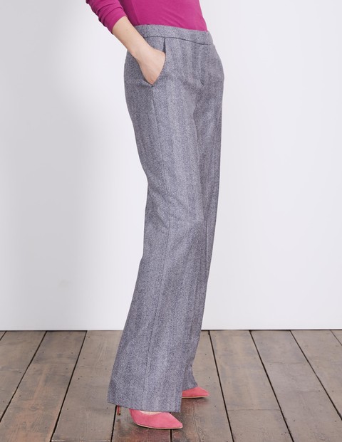 British Tweed Wideleg Trousers Navy and Ivory Herringbone Women Boden, Navy British Tweed Wideleg Trousers Navy and Ivory Herringbone Women Boden, Navy