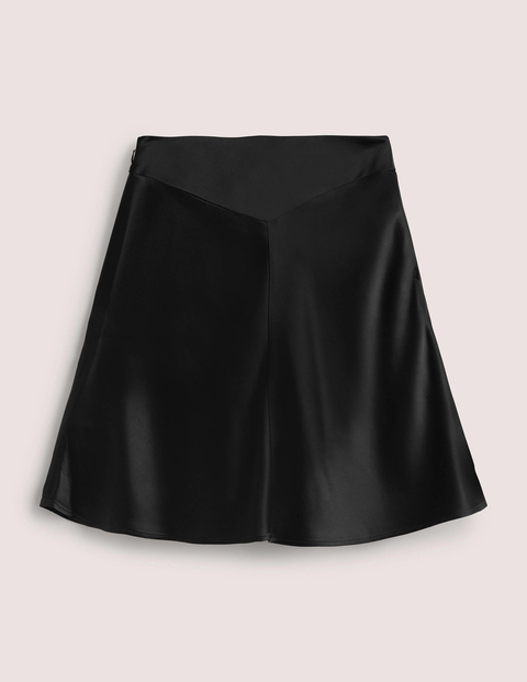 Black Satin Bias-cut Mini Skirt Black Women Boden