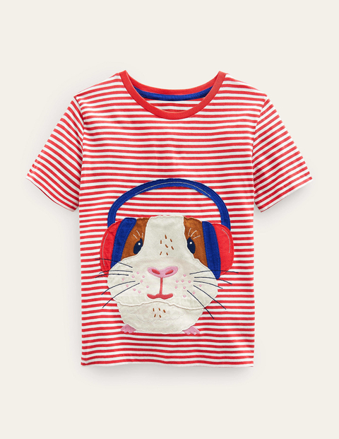 Funny Applique T-shirt Red Girls Boden