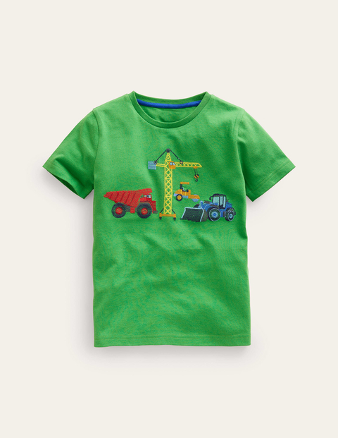 Small Superstitch T-shirt Green Boys Boden