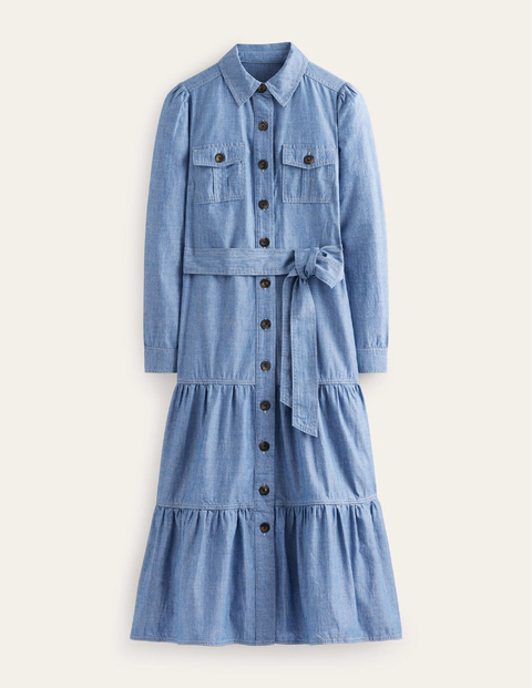 Lily Blue Midi Shirt Dress Blue Women Boden