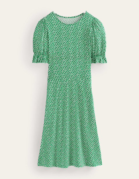 Puff Sleeve Jersey Mini Dress Green Women Boden