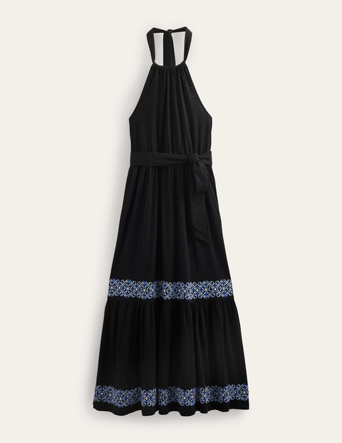 Embroidered Jersey Maxi Dress Black Women Boden