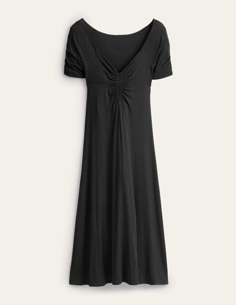 Ruched Front Jersey Midi Dress Black Women Boden