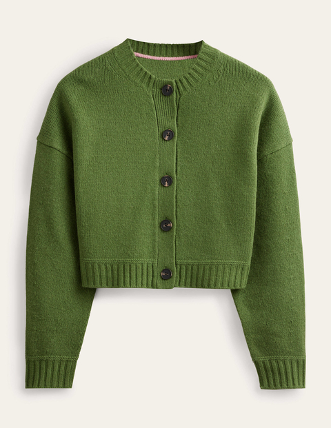 Brushed Wool Cropped Cardigan Green Women Boden