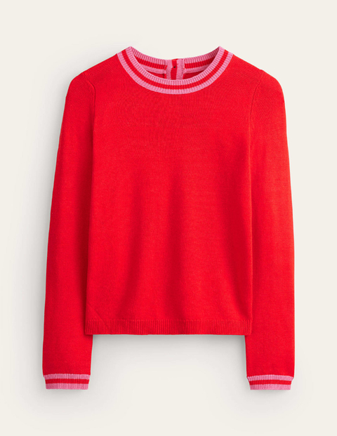 Cecily Button Back Jumper Red Women Boden