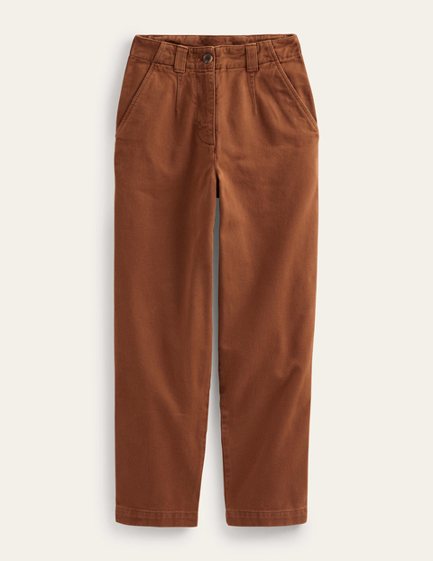 Casual Tapered Cotton Trousers Brown Women Boden