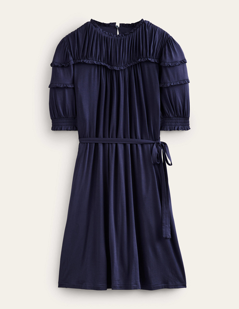 Yoke Detail Jersey Mini Dress Blue Women Boden