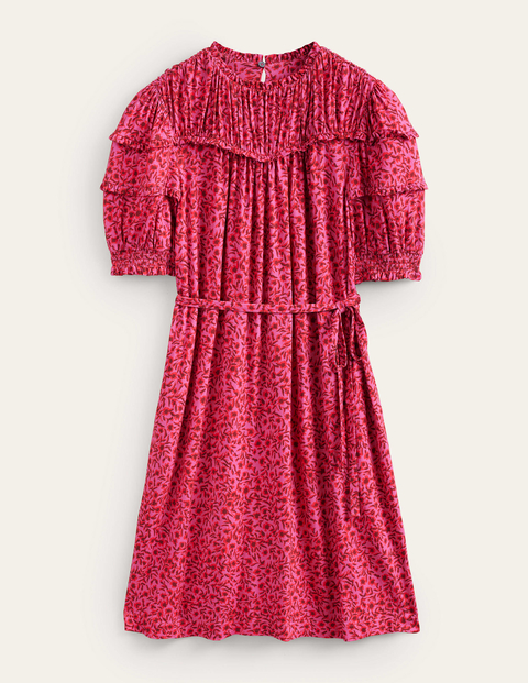 Yoke Detail Jersey Mini Dress Pink Women Boden