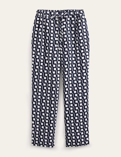 Relaxed Linen Pull On Trousers Blue Women Boden