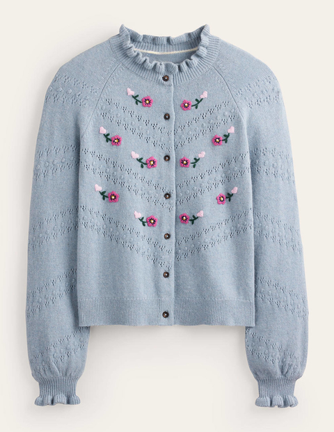 Floral-Embroidered Cardigan Blue Women Boden