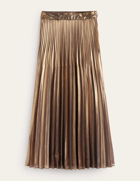 Metallic Pleated Midi Skirt Metallic Women Boden