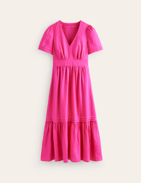 Eve Linen Midi Dress Pink Women Boden
