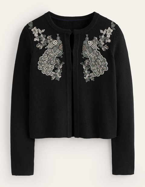 Embellished Knitted Jacket Black Women Boden