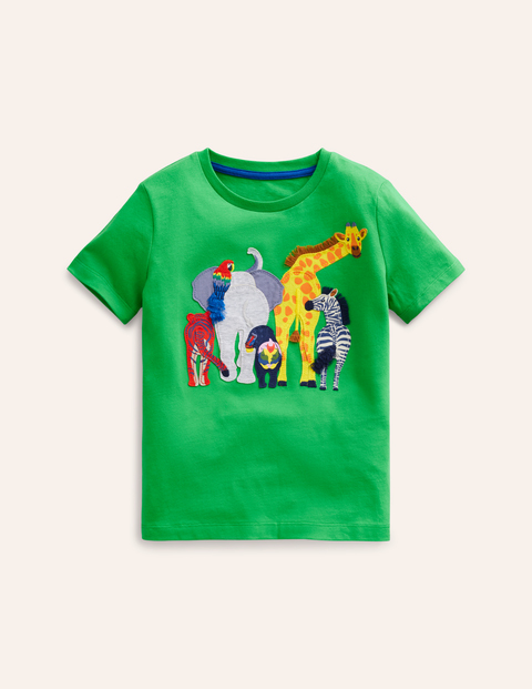 Funny Animal T-shirt Green Boys Boden