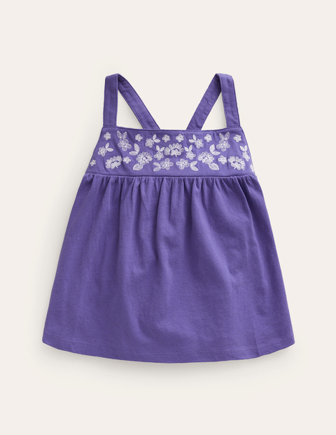Embroidered Jersey Vest Purple Girls Boden