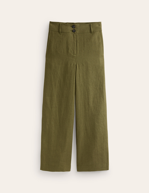 Westbourne Linen Crop Trousers Green Women Boden