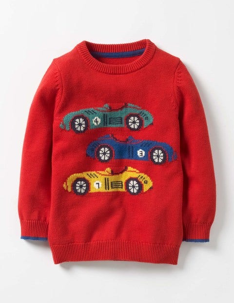 Wild Adventure Crew Sweater - Beatnik Red Cars Wild Adventure Crew Sweater - Beatnik Red Cars