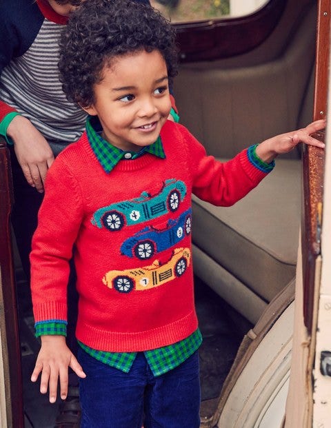 Wild Adventure Crew Sweater - Beatnik Red Cars Wild Adventure Crew Sweater - Beatnik Red Cars