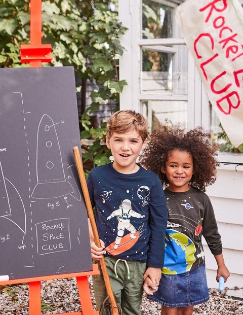 Glow-In-The-Dark Space T-Shirt - School Navy Surfing Astronaut Glow-In-The-Dark Space T-Shirt - School Navy Surfing Astronaut