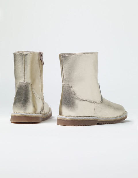 Bottes Courtes En Cuir - Jaune d'Or Clair Bottes Courtes En Cuir - Jaune d'Or Clair