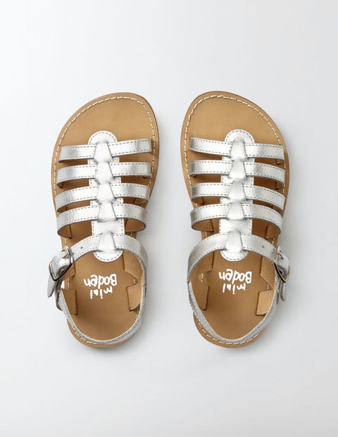 Leather Gladiator Sandals - Silver Metallic Leather Gladiator Sandals - Silver Metallic