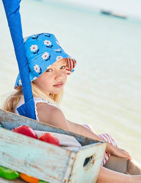 Jersey Reversible Hat - Bright Bluebell Flower Stamp Jersey Reversible Hat - Bright Bluebell Flower Stamp