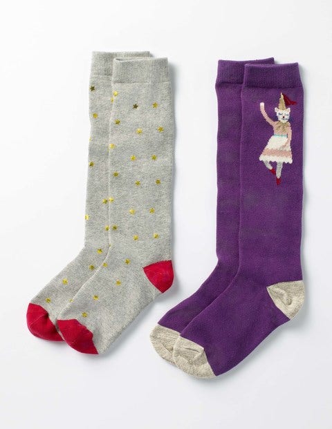 2 Pack Knee-High Socks - Blackcurrant Purple/Gold Star 2 Pack Knee-High Socks - Blackcurrant Purple/Gold Star