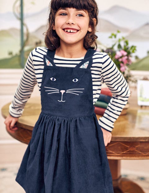 Animal Dungaree Dress - School Navy Cat Animal Dungaree Dress - School Navy Cat