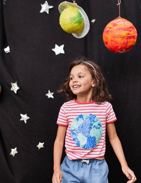 Sequin Colour-Change T-Shirt - Ecru/Pink Planet Sequin Colour-Change T-Shirt - Ecru/Pink Planet