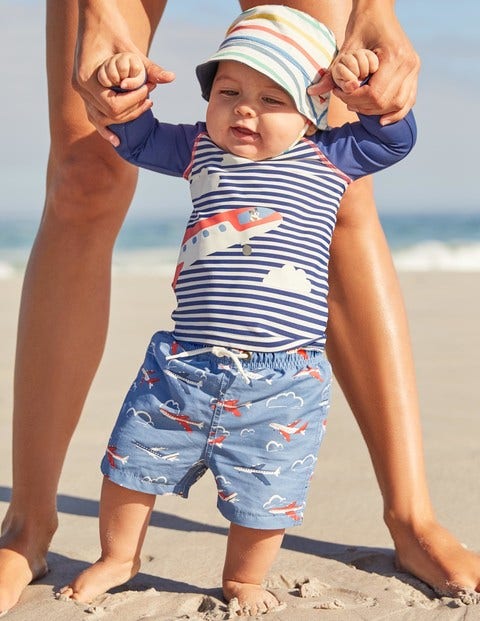 Baby Rash Guard - Deep Sea/Ivory Stripe/Plane Baby Rash Guard - Deep Sea/Ivory Stripe/Plane