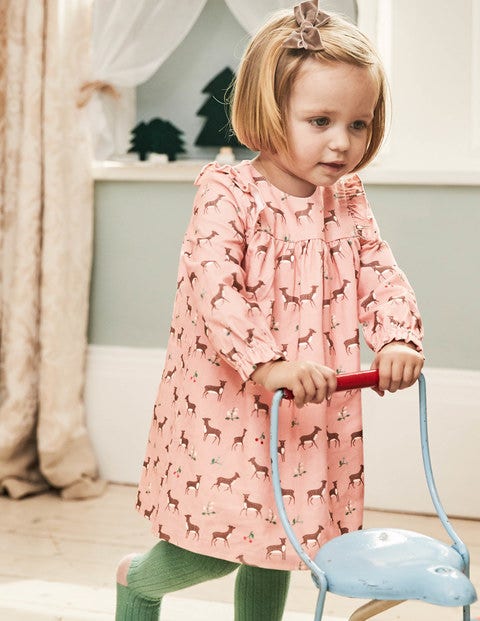 Patterned Ruffle Dress - Provence Dusty Pink Baby Fawn Patterned Ruffle Dress - Provence Dusty Pink Baby Fawn