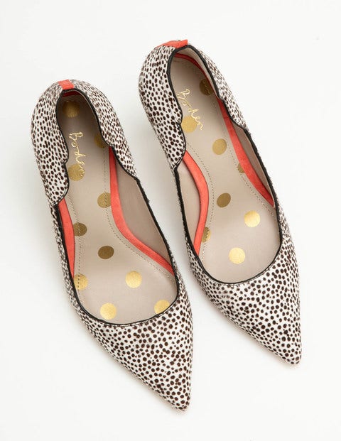 Carrie Mid Heel Courts - White Mini Spot Carrie Mid Heel Courts - White Mini Spot