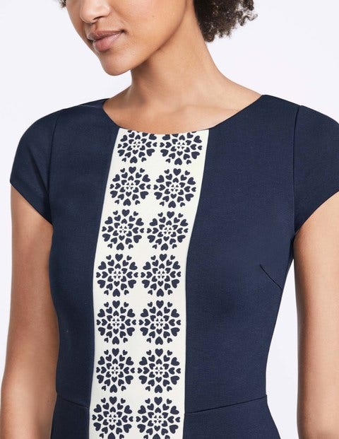 Frederica Ponte Dress - Navy Tile Heart Stripe Frederica Ponte Dress - Navy Tile Heart Stripe