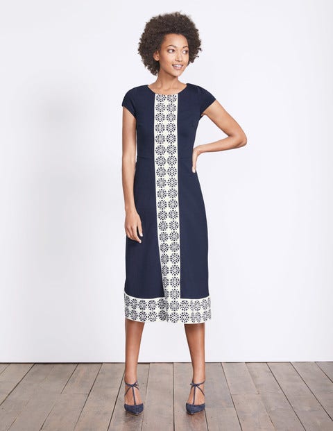Frederica Ponte Dress - Navy Tile Heart Stripe Frederica Ponte Dress - Navy Tile Heart Stripe