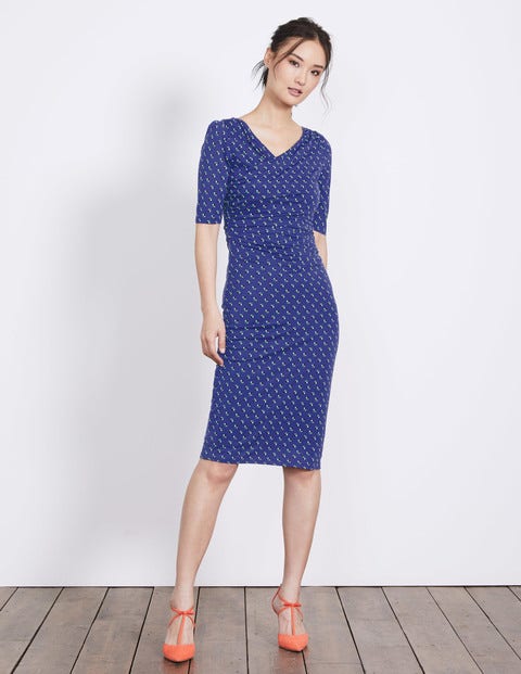 Rita Ruched Jersey Dress - Greek Blue Scoop Spot Rita Ruched Jersey Dress - Greek Blue Scoop Spot