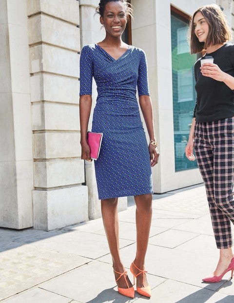 Rita Ruched Jersey Dress - Greek Blue Scoop Spot Rita Ruched Jersey Dress - Greek Blue Scoop Spot