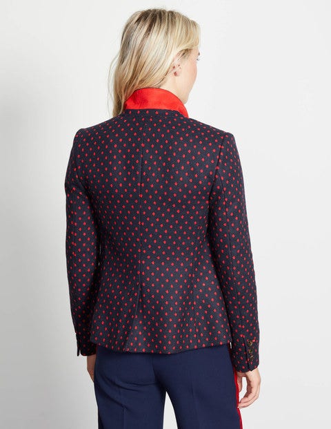 Elizabeth British Tweed Blazer - Navy with Post Box Red Spot Elizabeth British Tweed Blazer - Navy with Post Box Red Spot