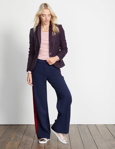 Elizabeth British Tweed Blazer - Navy with Post Box Red Spot Elizabeth British Tweed Blazer - Navy with Post Box Red Spot