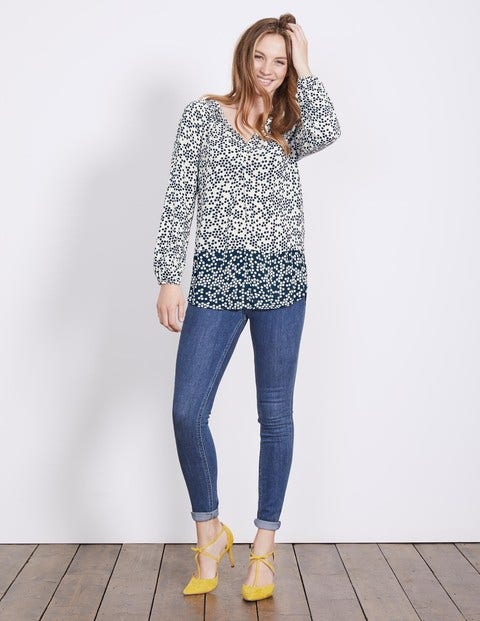 Maya Top - Navy Blossom Spot Maya Top - Navy Blossom Spot