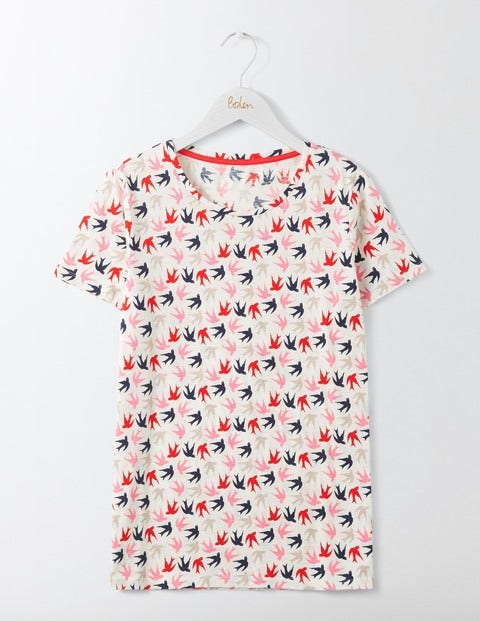Lightweight Printed Crew Neck - Ivory Swallow Swoop Lightweight Printed Crew Neck - Ivory Swallow Swoop