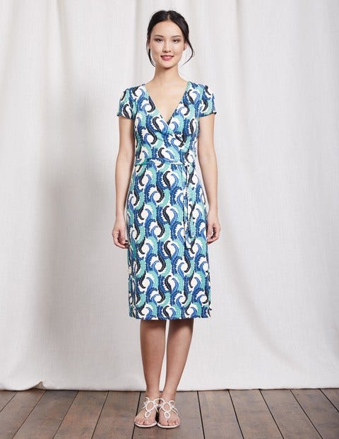 Summer Wrap Dress - Blues Acanthus Leaf Summer Wrap Dress - Blues Acanthus Leaf