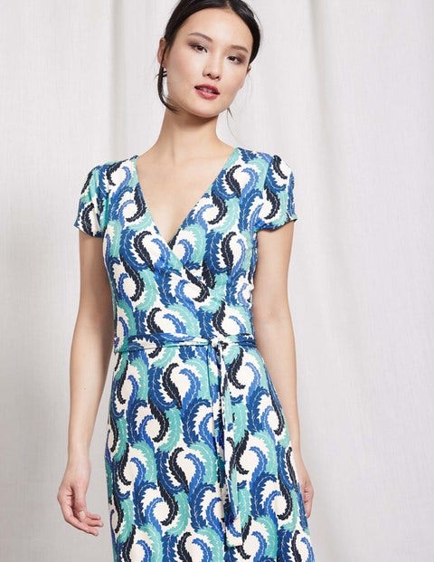 Summer Wrap Dress - Blues Acanthus Leaf Summer Wrap Dress - Blues Acanthus Leaf