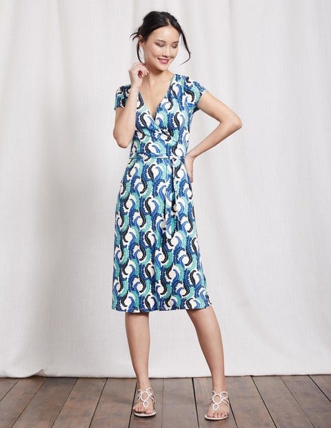 Summer Wrap Dress - Blues Acanthus Leaf Summer Wrap Dress - Blues Acanthus Leaf
