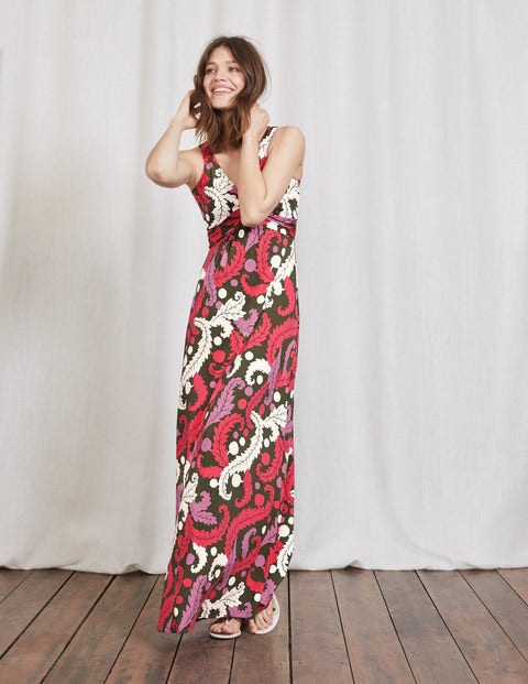 Twist Front Jersey Maxi Dress - Multi Acanthus Leaf Twist Front Jersey Maxi Dress - Multi Acanthus Leaf