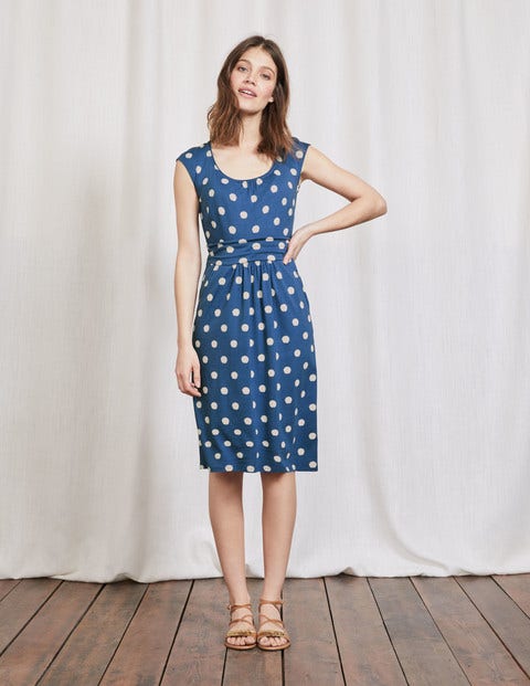 Margot Jersey Dress - Santorini Blue Pom Pom Margot Jersey Dress - Santorini Blue Pom Pom